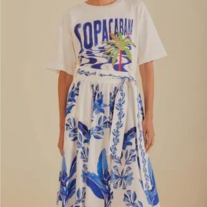 NWT Farm Rio Blue Yard Midi Skirt